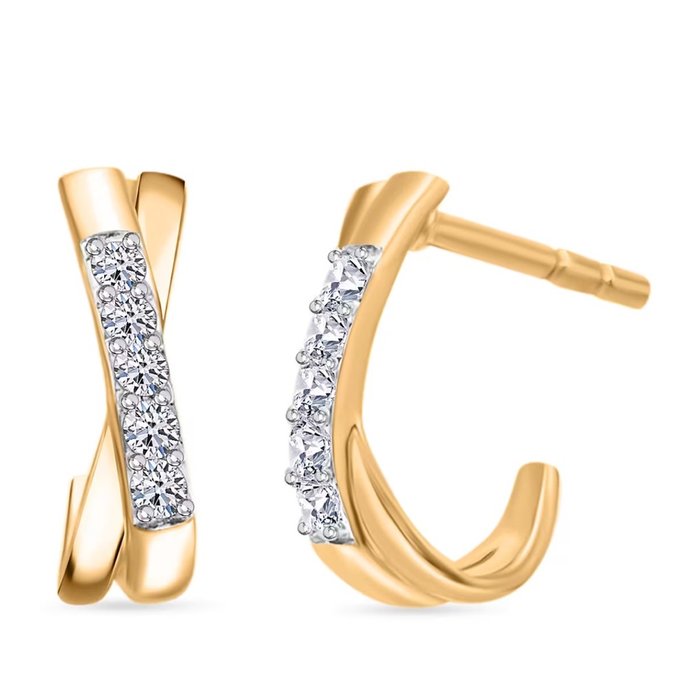 Solid 10K Gold Diamond Earrings